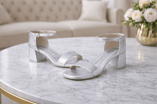 Elegant Silver Block Heel Sandals for Women PYAL.SHOP