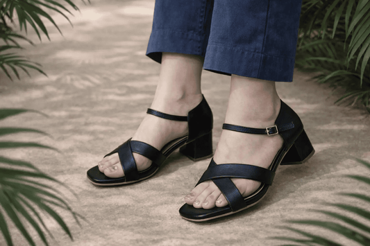 Classic Black Block Heel Sandals for Women PYAL.SHOP