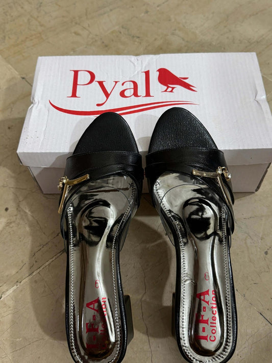 Classic Black Block Heel Mules for Women PYAL.SHOP